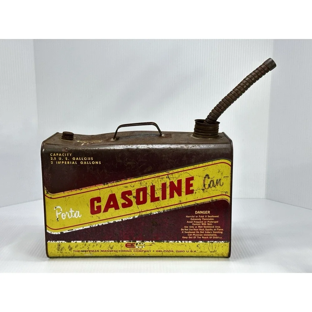 Vintage Edward Can Co. Huffman Porta Metal Gas Can Garage Man Cave Decor 2.5 Ga